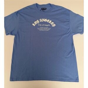 Popular Poison Men XL T-Shirt LA Skyline Graphic Blue Cotton Streetwear Tee NEW